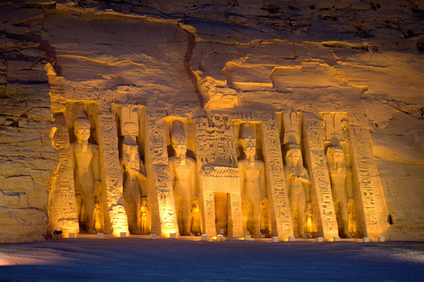 Temple of Nefertari at night