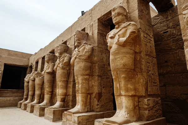 Statues of Ramses II as Osiris in Karnak Temple