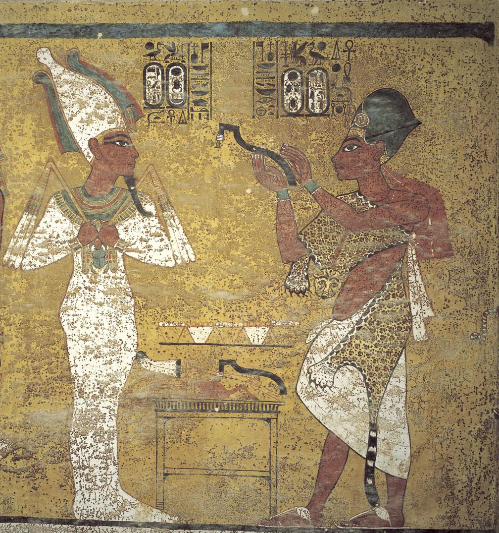 Ay performing the opening mouth ritual to Tut
