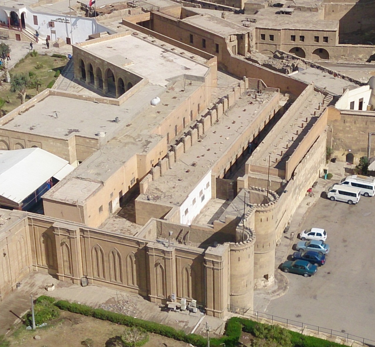 An aerial view of the prison