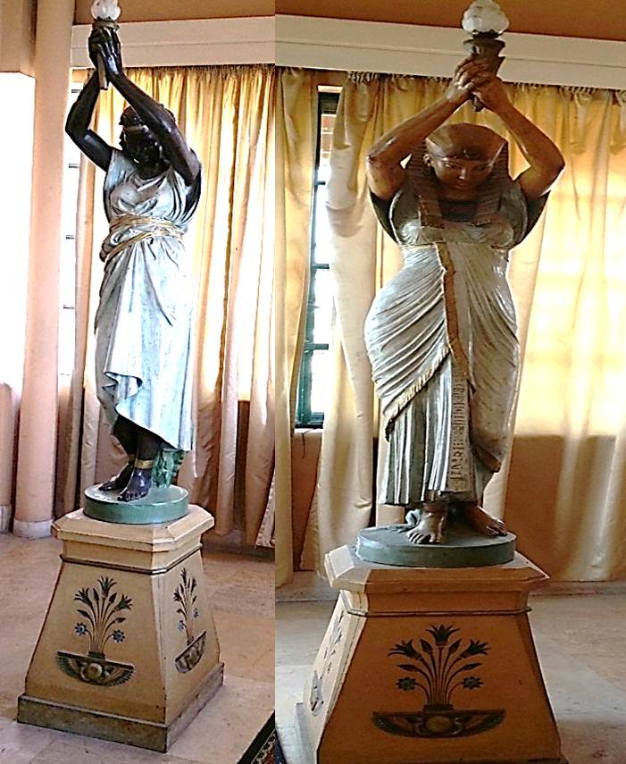 Double statue of torch bearer