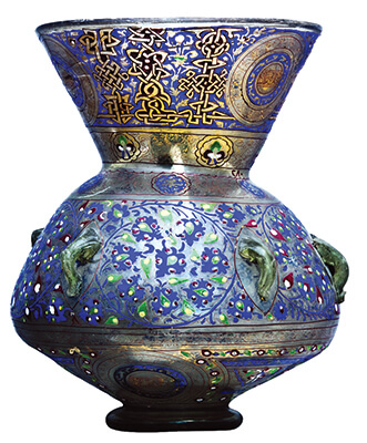 A lamp made of enameled glass