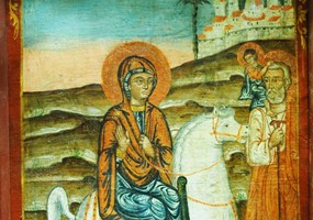 Icon of the Holy Family’s flight into Egypt