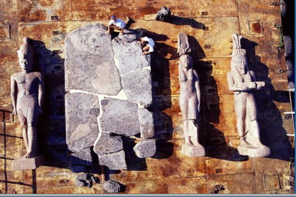 Some statues drawn from Abu Qir Bay